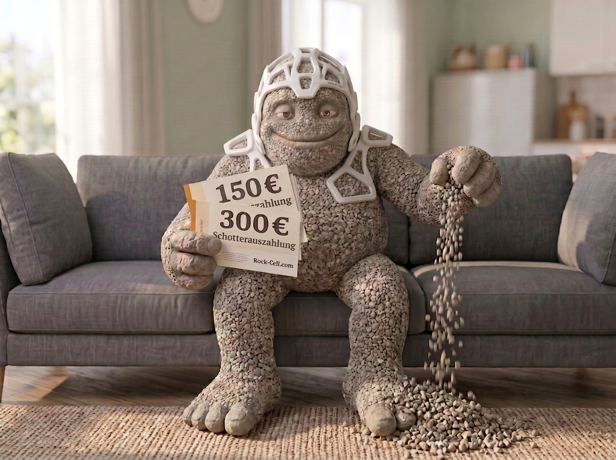 Schotter-Monster im Wohnzimmer mit 300 € Schotterauszahlung